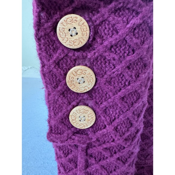 UGG Australia Women 8 Purple Cardy Lattice Knit Tall Pullon Boots Sheepskin - Picture 5 of 11